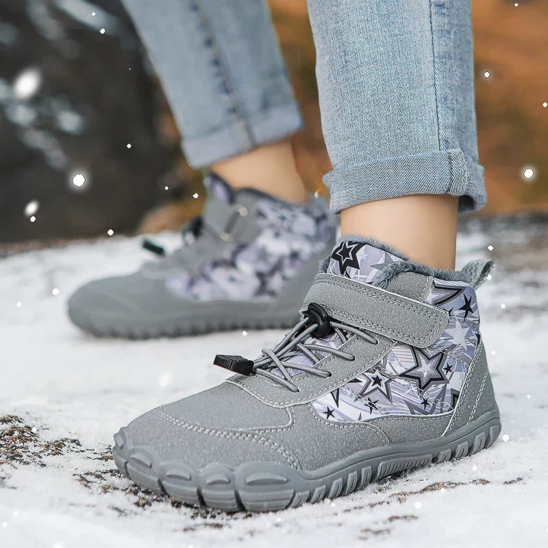 Bottes de neige enfant fourrées, semelle antidérapante