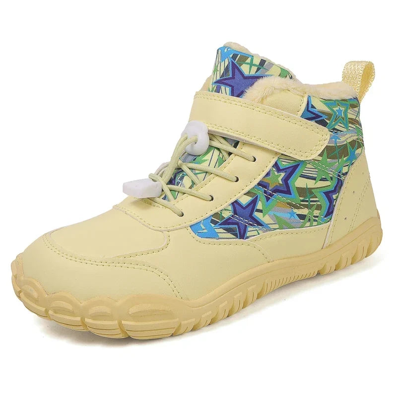Bottes de neige enfant fourrées, semelle antidérapante, jaune