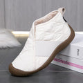 Bottes de neige femme matelassées, imperméables, doublure peluche, crème