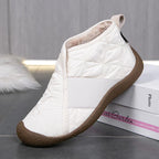 Bottes de neige femme matelassées, imperméables, doublure peluche, crème