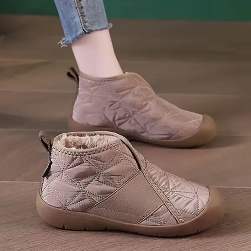 Bottes de neige femme matelassées, imperméables, doublure peluche