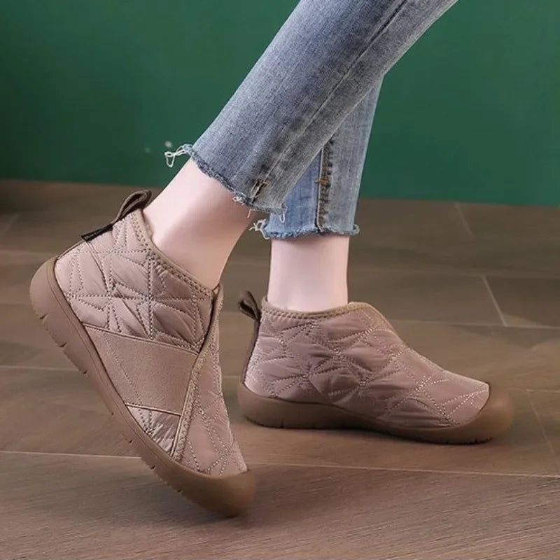 Bottes de neige femme matelassées, imperméables, doublure peluche