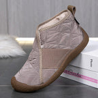 Bottes de neige femme matelassées, imperméables, doublure peluche, kaki