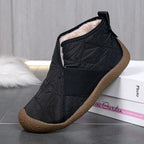 Bottes de neige femme matelassées, imperméables, doublure peluche, noir