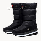 Bottes de neige femme imperméables, doublure chaude, zip, noir