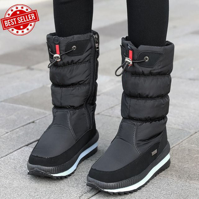 Bottes de neige femme imperméables, doublure chaude, zip