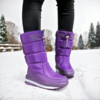 Bottes de neige femme imperméables, doublure chaude, zip, lilas