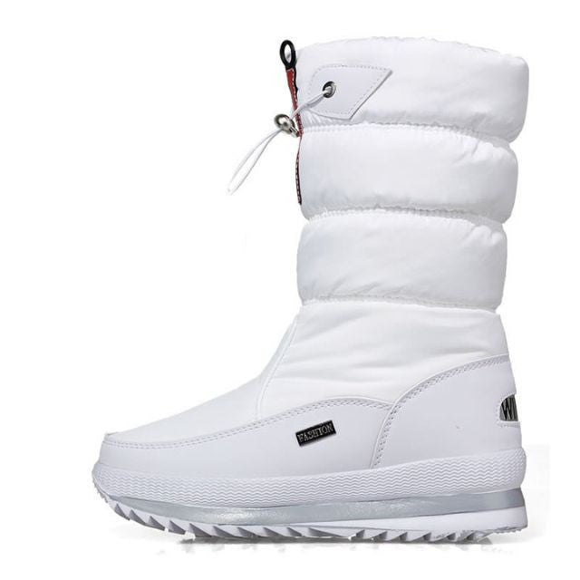 Bottes de neige femme imperméables, doublure chaude, zip