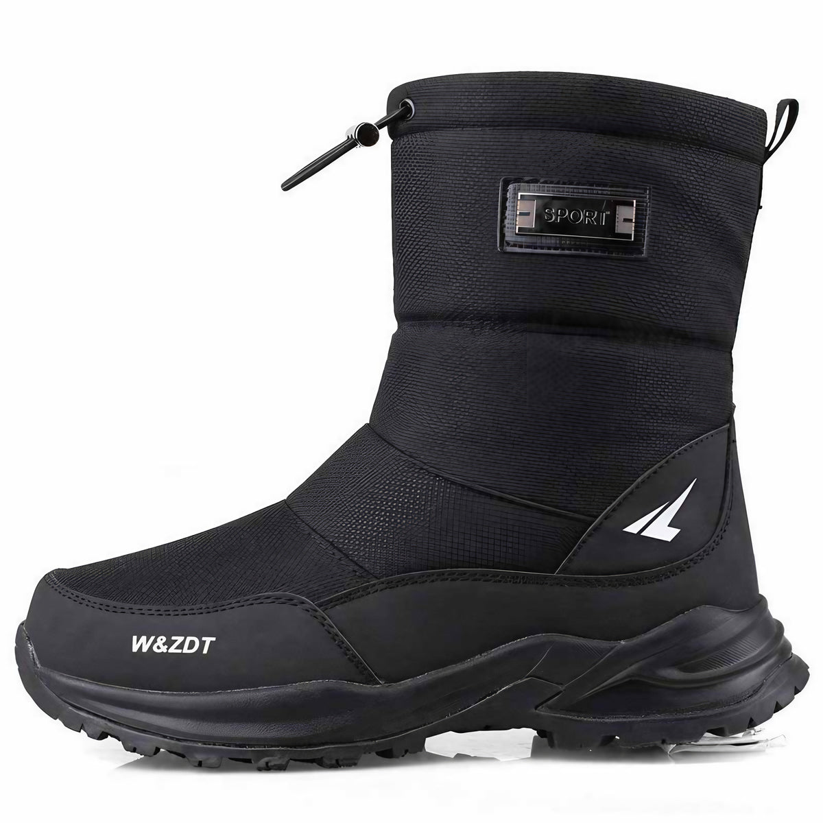 Bottes de neige homme fourrées à enfiler, semelle caoutchouc