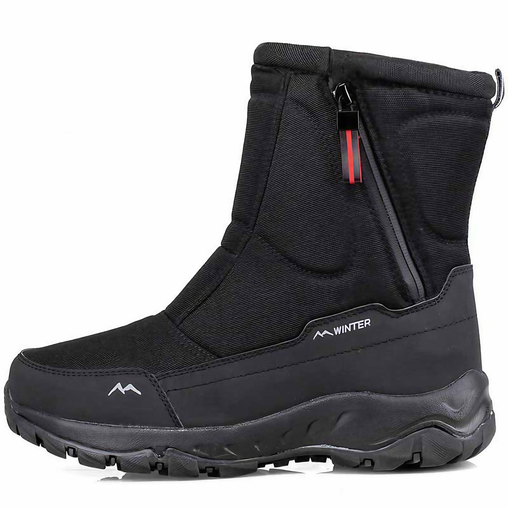 Bottes de neige homme fourrées à enfiler, semelle caoutchouc, noir, version épaisse