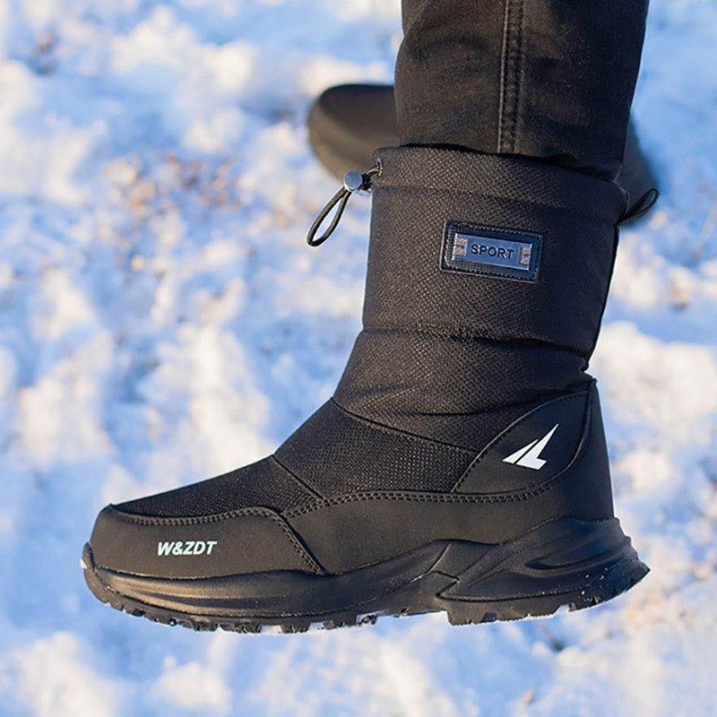 Bottes de neige homme fourrées à enfiler, semelle caoutchouc