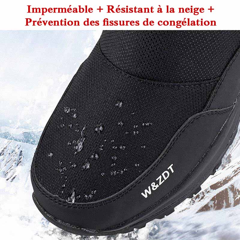 Bottes de neige homme fourrées à enfiler, semelle caoutchouc