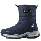 Bottes de neige homme fourrées à enfiler, semelle caoutchouc, bleu