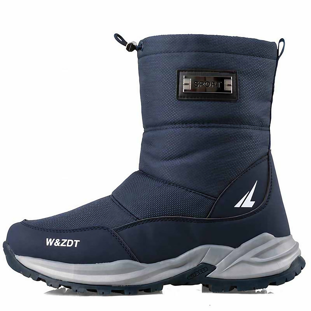 Bottes de neige homme fourrées à enfiler, semelle caoutchouc, bleu
