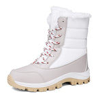 Bottes de neige femme à lacets, tige rembourrée, semelle crantée, blanc