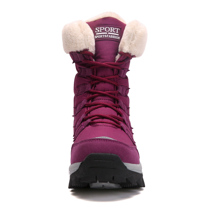 Bottes de neige femme à lacets, tige rembourrée, semelle crantée