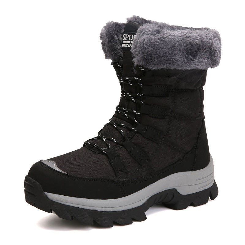 Bottes de neige femme à lacets, tige rembourrée, semelle crantée