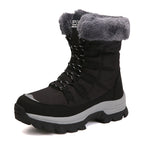 Bottes de neige femme à lacets, tige rembourrée, semelle crantée