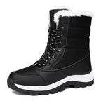 Bottes de neige femme à lacets, tige rembourrée, semelle crantée, noir et blanc