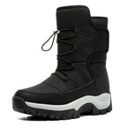 Bottes de neige homme hautes, doublure peluche, imperméables, noir