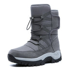Bottes de neige homme hautes, doublure peluche, imperméables, gris