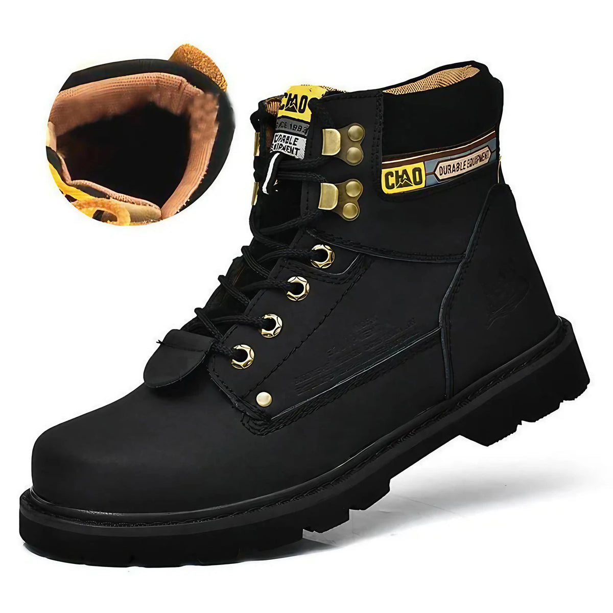 Bottes de neige rétro à lacets, avec ou sans doublure, du 35 au 46, noir