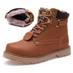 Bottes de neige rétro à lacets, avec ou sans doublure, du 35 au 46, marron, doublure fourrée