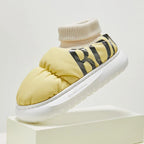 Bottes de neige mixtes en coton, style chausson, antidérapantes, jaune