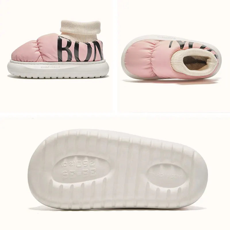 Bottes de neige mixtes en coton, style chausson, antidérapantes