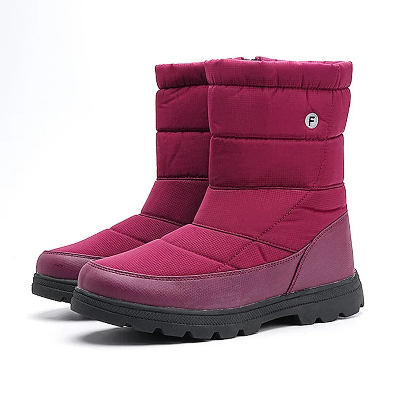 Bottes de neige mixtes mi-mollet, doublure peluche, 36 au 46