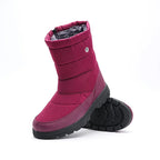 Bottes de neige mixtes mi-mollet, doublure peluche, 36 au 46, rouge
