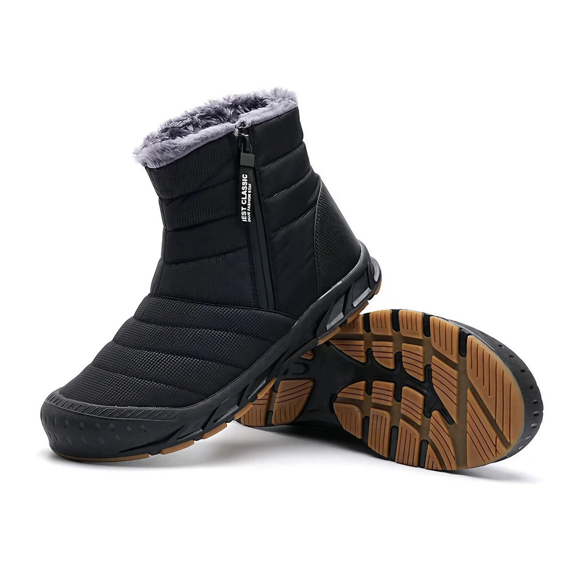 Bottes de neige mixtes imperméables, doublure peluche, 36 au 46, noir