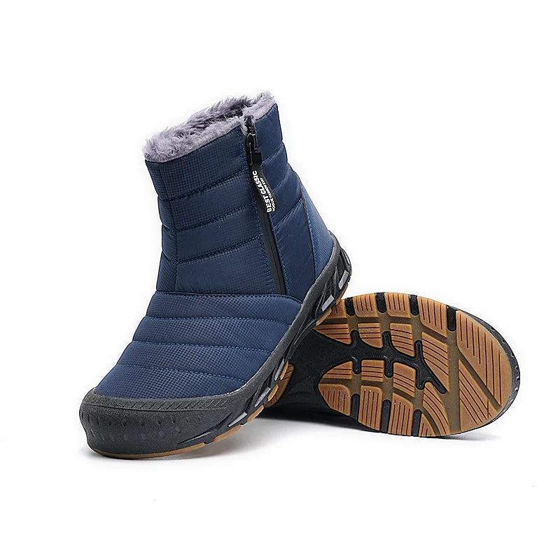 Bottes de neige mixtes imperméables, doublure peluche, 36 au 46, bleu