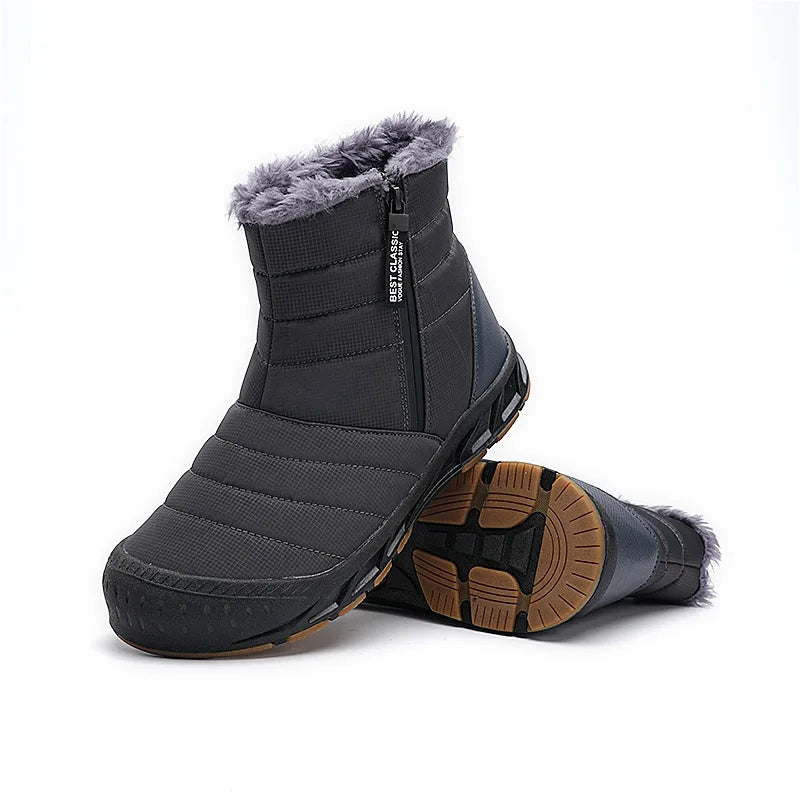 Bottes de neige mixtes imperméables, doublure peluche, 36 au 46, gris