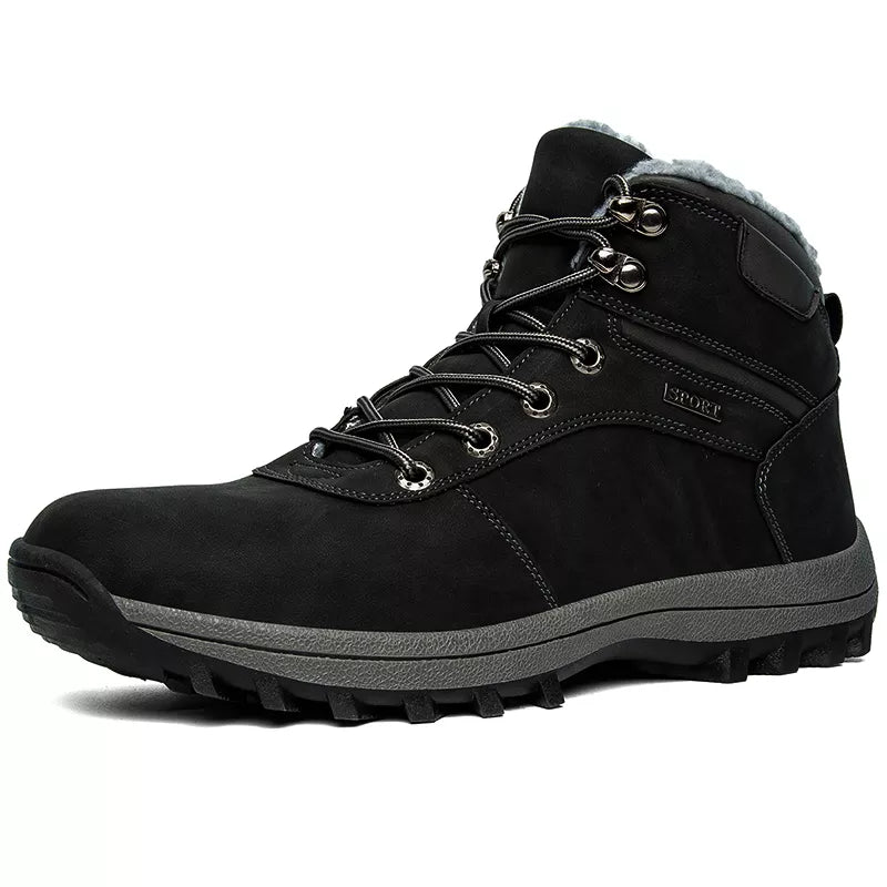 Bottes de neige mixtes imperméables, doublure peluche, noir