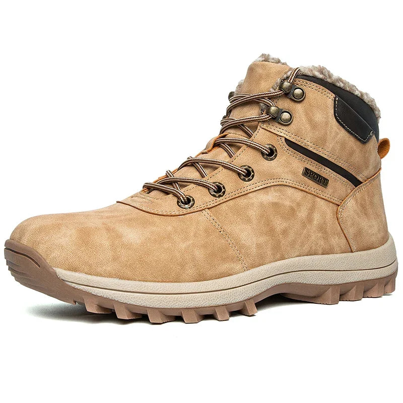 Bottes de neige mixtes imperméables, doublure peluche, kaki