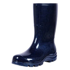 Bottes de pluie femme mi-mollet en PVC, semelle en caoutchouc, bleu