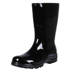 Bottes de pluie femme mi-mollet en PVC, semelle en caoutchouc, noir