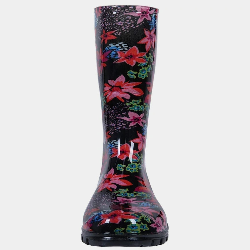 Bottes de pluie femme mi-mollet en PVC, semelle en caoutchouc