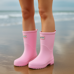 Bottes de pluie femme mi-mollet, doublées, cinq coloris, rose