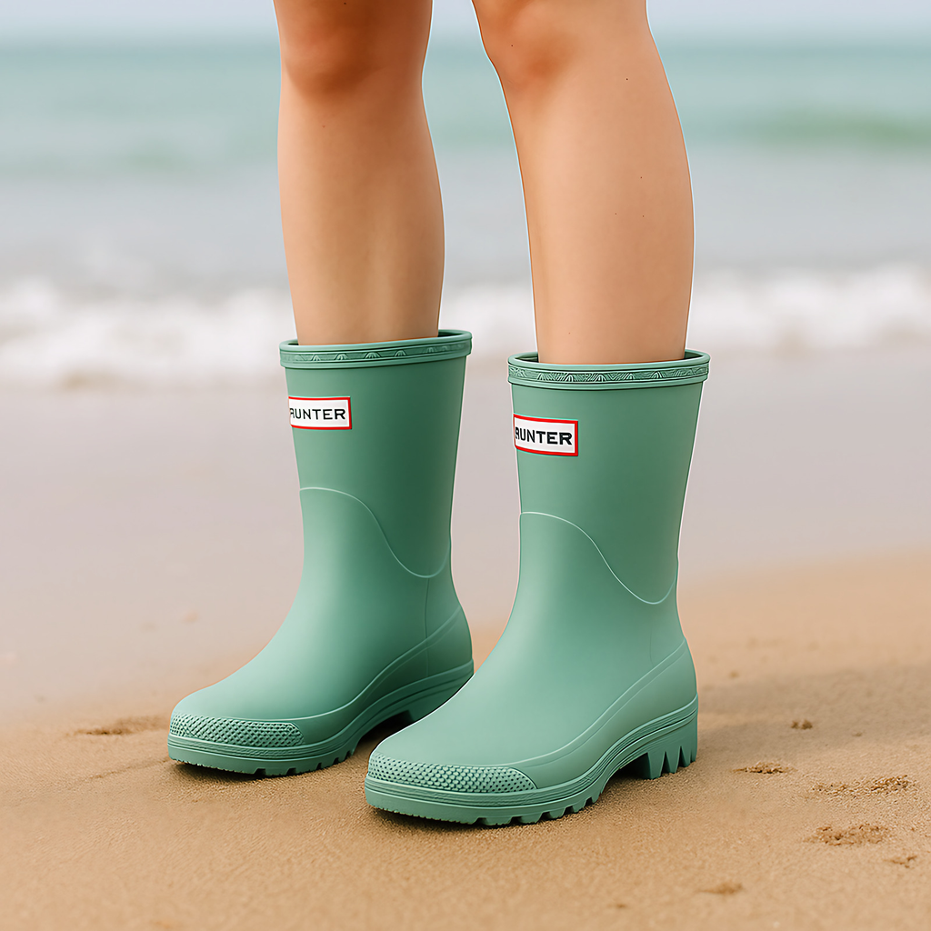 Bottes de pluie femme mi-mollet, doublées, cinq coloris, vert