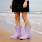 Bottes de pluie femme mi-mollet, doublées, cinq coloris, lilas