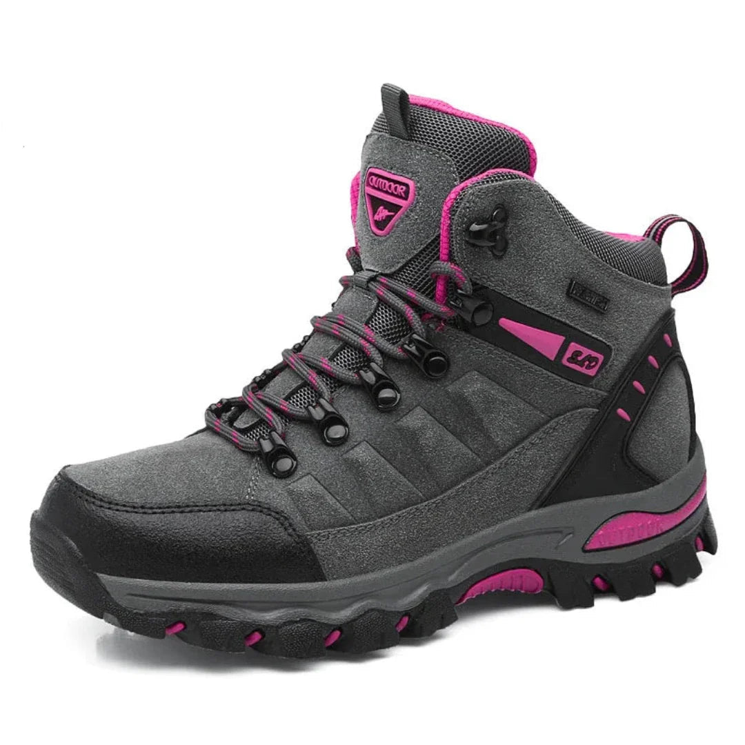 Bottes de randonnée d'hiver mixtes, doublure chaude, gris et rose