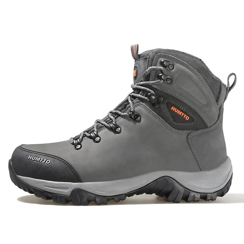 Bottes de randonnée homme en cuir, chaudes et imperméables, gris