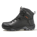 Bottes de randonnée homme en cuir, chaudes et imperméables, noir