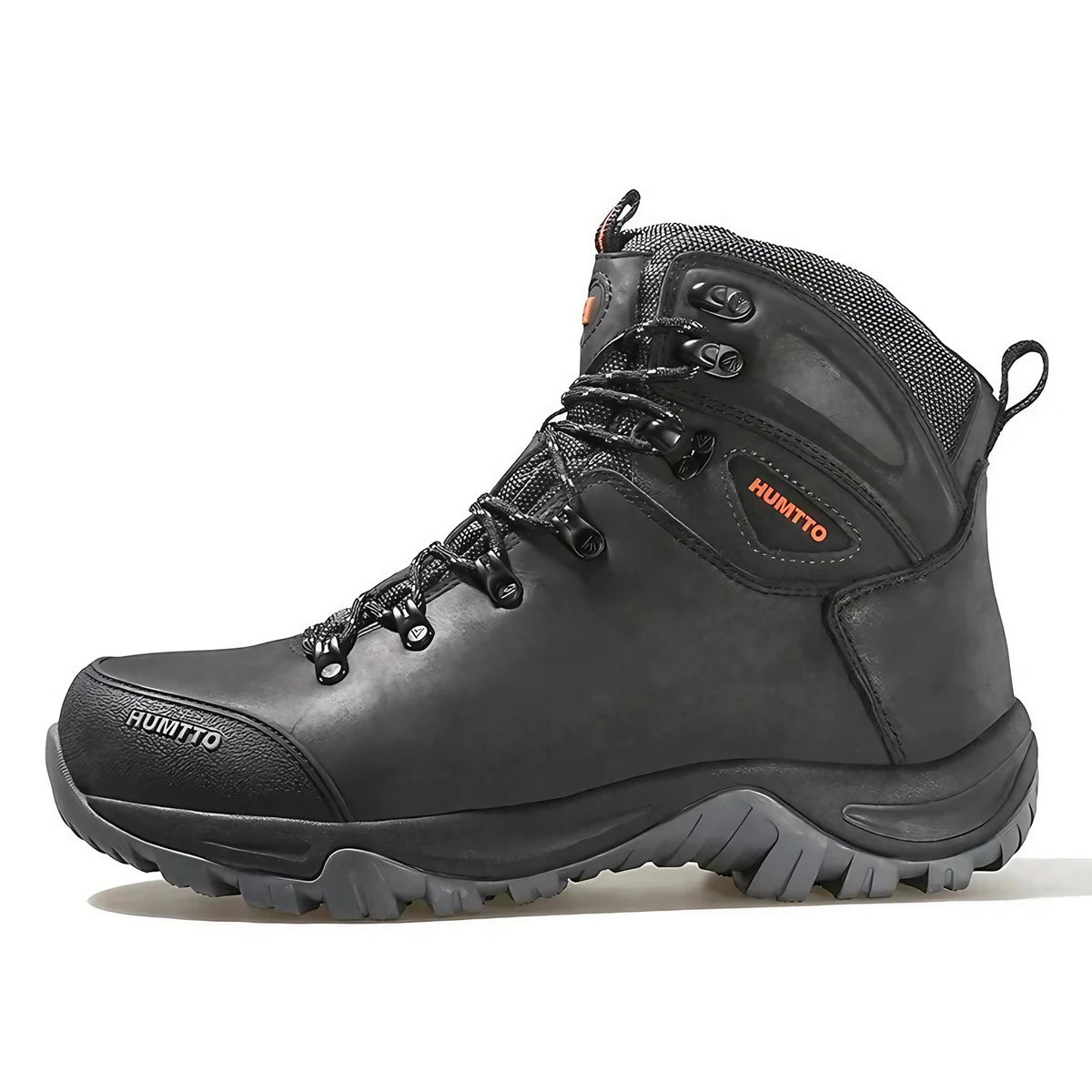 Bottes de randonnée homme en cuir, chaudes et imperméables, noir