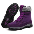 Bottines de randonnée d'hiver mixtes, doublure peluche, scratch, violet