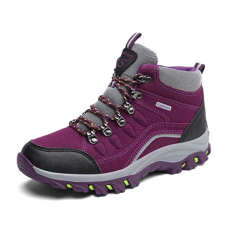 Chaussures de randonnée montantes imperméables, unisexe, violet