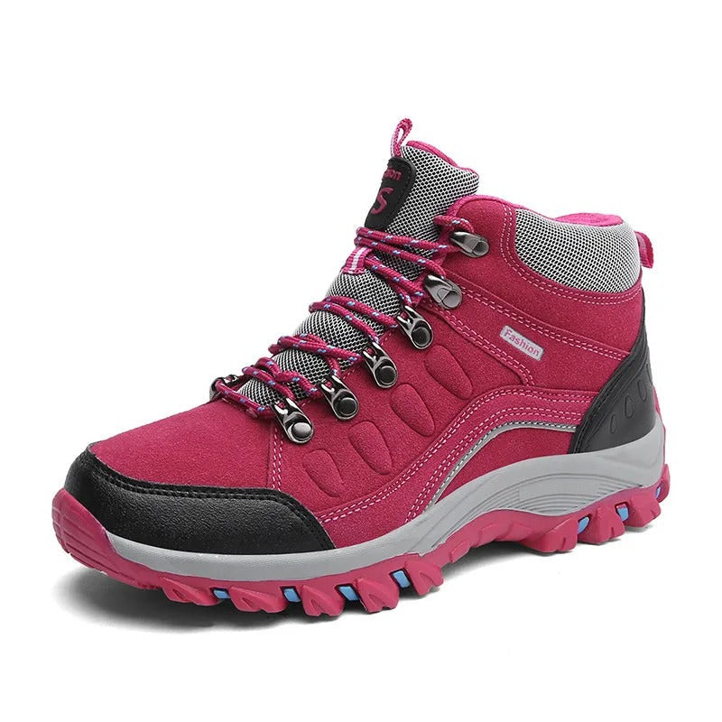 Chaussures de randonnée montantes imperméables, unisexe, rose