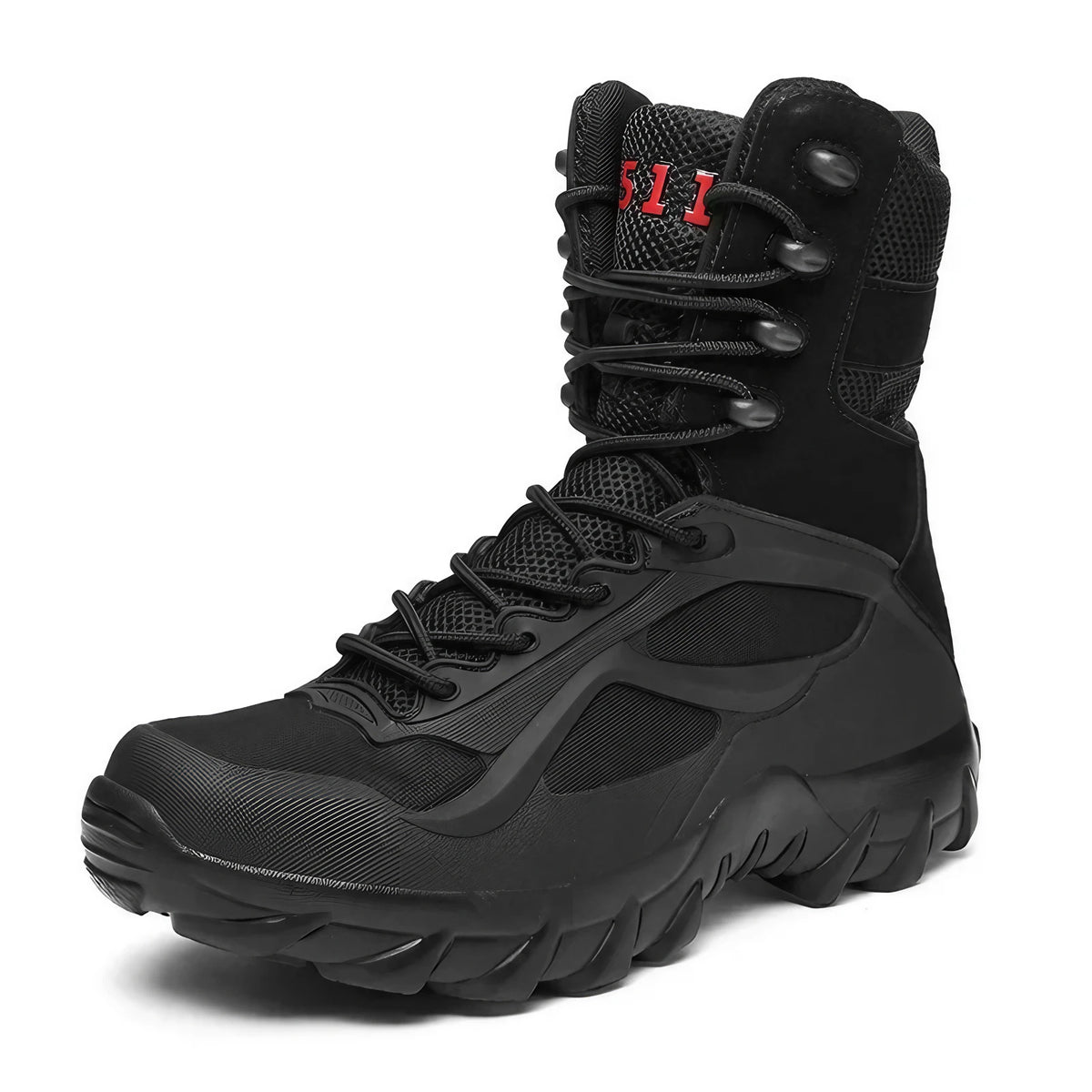Bottes de randonnée homme tactiques, bout renforcé, sable ou noir, noir